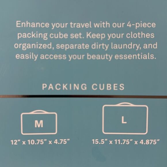 blissโBlue Green Blush Pink Mesh Stripe 4pc Travel Packing Cube Set - Picture 5 of 12